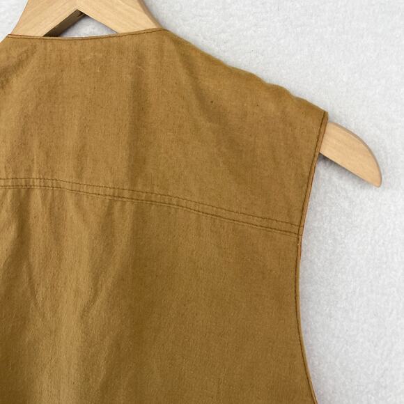 ORVIS Vest Mens S Leather Cargo Hunting Safari Utility Shooting Lined Brown - Picture 8 of 14